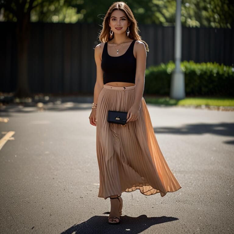 Pleated Maxi Skirt